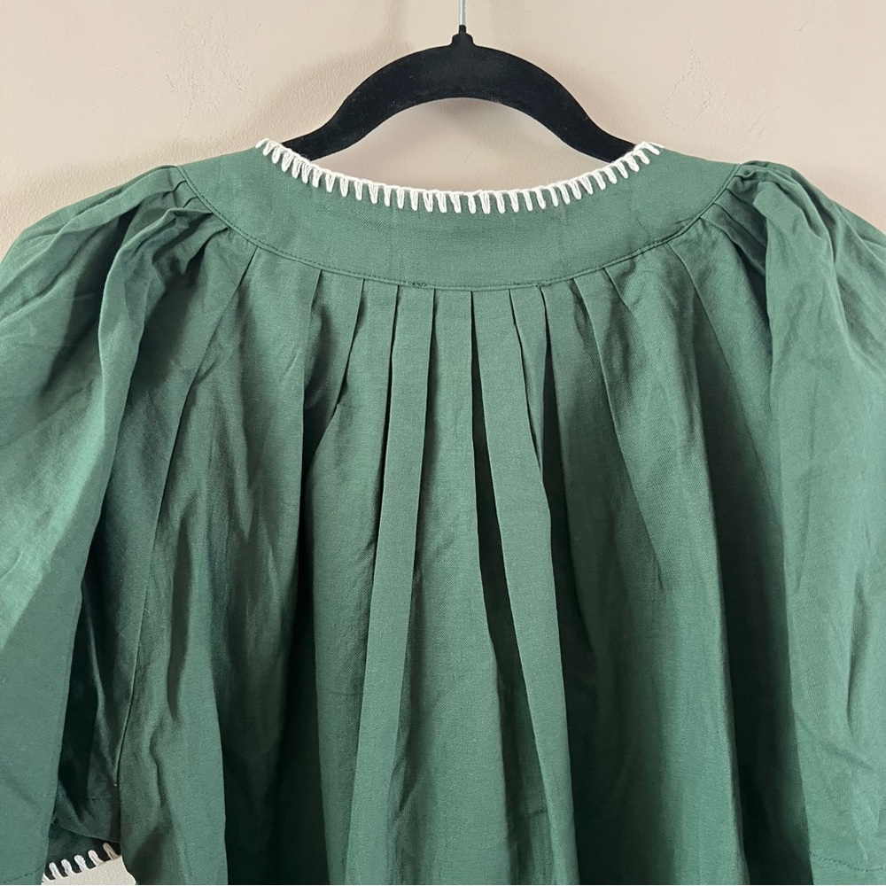 Tuckernuck Pomander place Finley flutter sleeve mini dress xs Green stitching - Picture 7 of 11